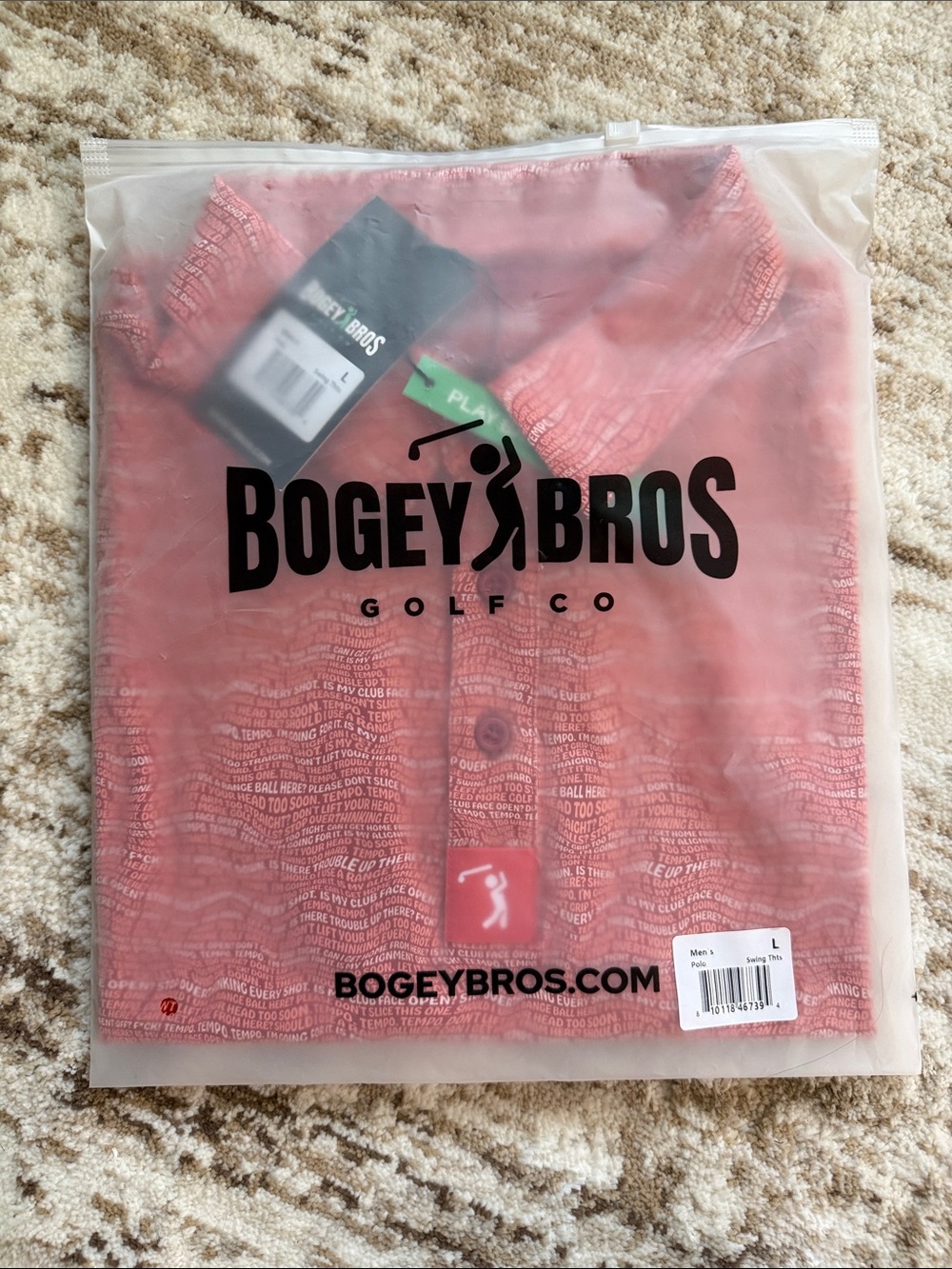 Swing Thoughts Men's Polo - Rust Red Pattern - Picture 3 of 4